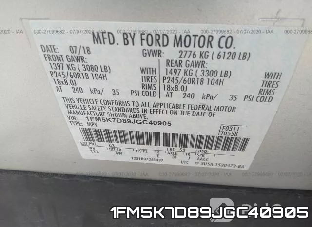 1FM5K7D89JGC40905 фото 10