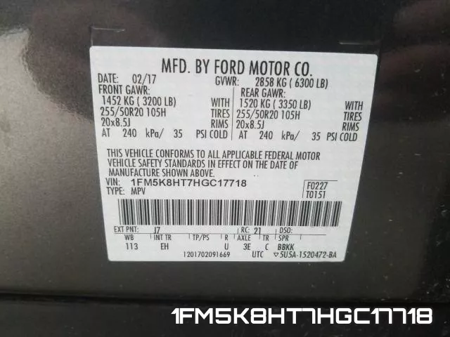 1FM5K8HT7HGC17718 фото 2