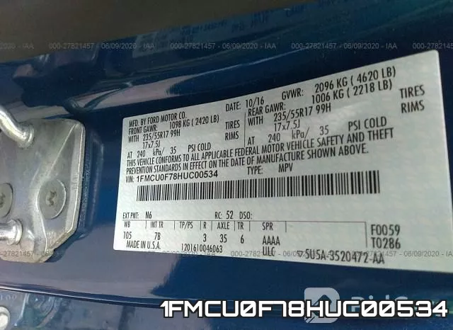 1FMCU0F78HUC00534 фото 10