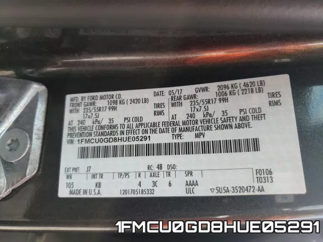 1FMCU0GD8HUE05291 фото 2
