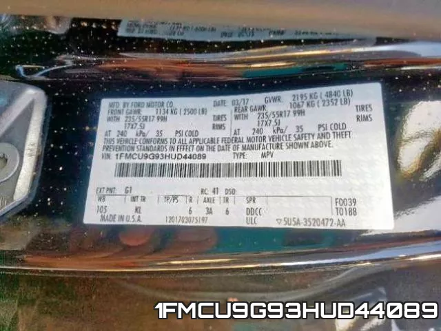 1FMCU9G93HUD44089 фото 2
