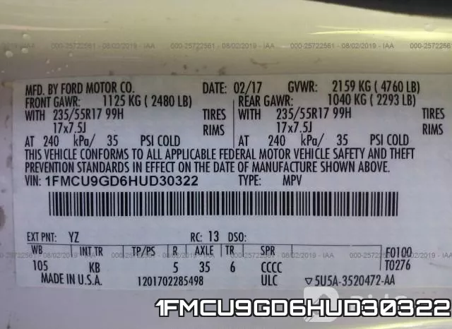 1FMCU9GD6HUD30322 фото 10