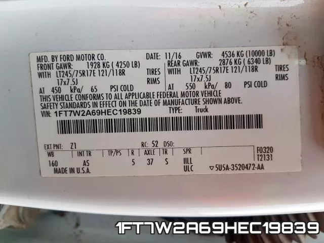 1FT7W2A69HEC19839 фото 2