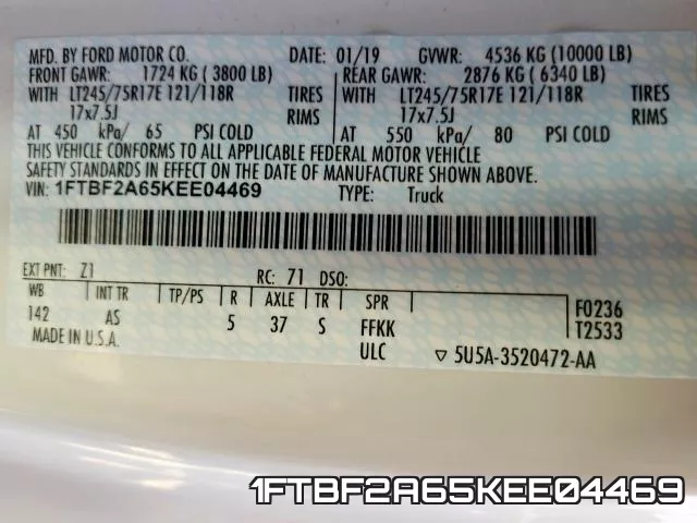 1FTBF2A65KEE04469 фото 2