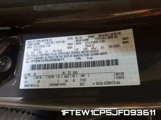 1FTEW1CP5JFD93611 фото 2