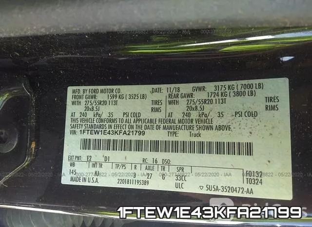 1FTEW1E43KFA21799 фото 10