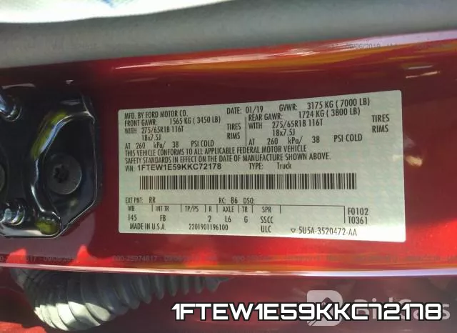 1FTEW1E59KKC72178 фото 10