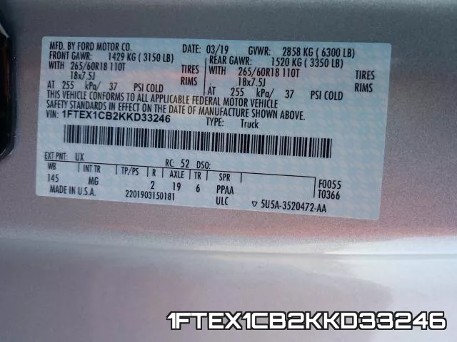 1FTEX1CB2KKD33246 фото 2