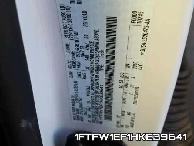 1FTFW1EF1HKE39641 фото 2