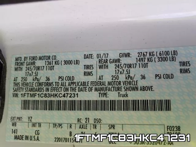 1FTMF1C83HKC47231 фото 2