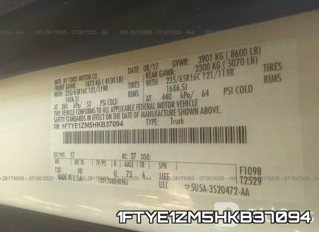 1FTYE1ZM5HKB37094 фото 10
