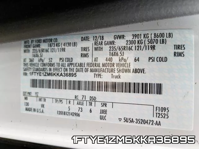 1FTYE1ZM6KKA36895 фото 2