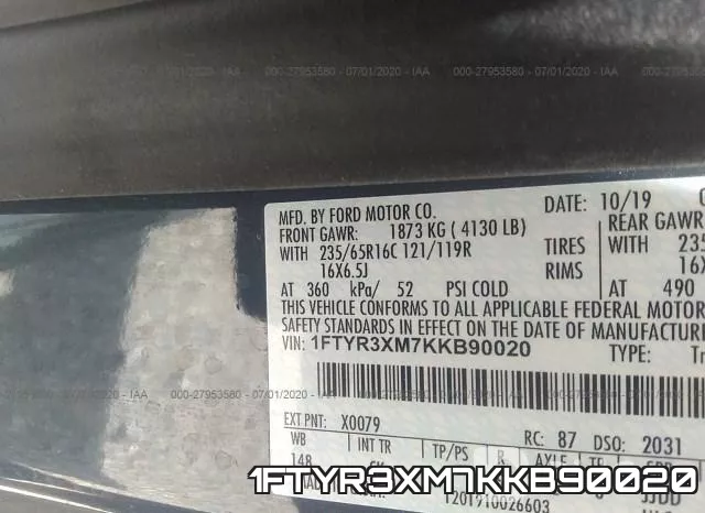1FTYR3XM7KKB90020 фото 9