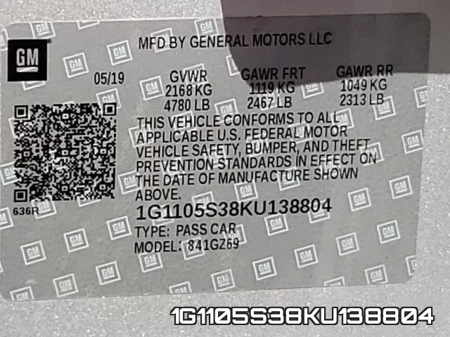 1G1105S38KU138804 фото 2