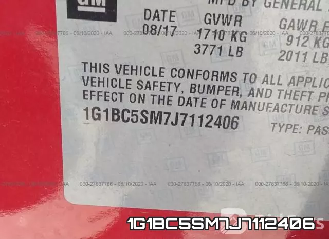 1G1BC5SM7J7112406 фото 10