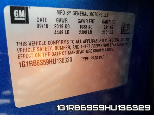 1G1RB6S59HU136329 фото 2