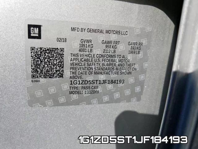 1G1ZD5ST1JF184193 фото 2