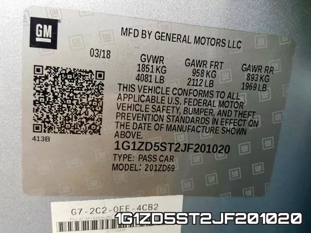 1G1ZD5ST2JF201020 фото 2