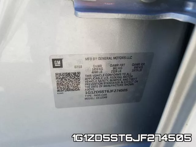 1G1ZD5ST6JF274505 фото 2