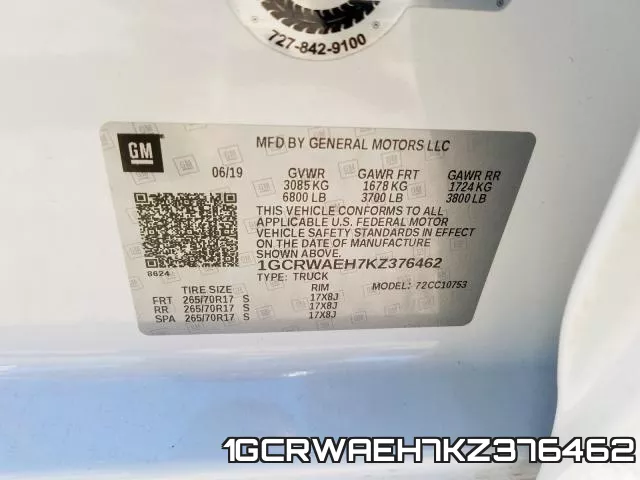 1GCRWAEH7KZ376462 фото 2
