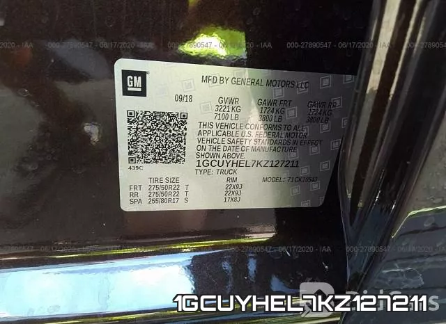 1GCUYHEL7KZ127211 фото 10