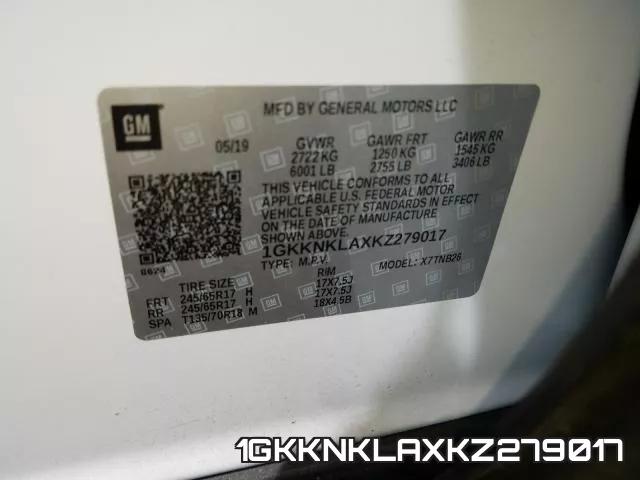 1GKKNKLAXKZ279017 фото 2