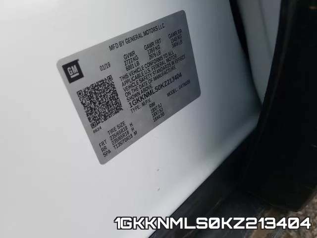 1GKKNMLS0KZ213404 фото 2