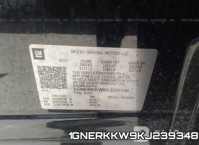 1GNERKKW9KJ239348 фото 10