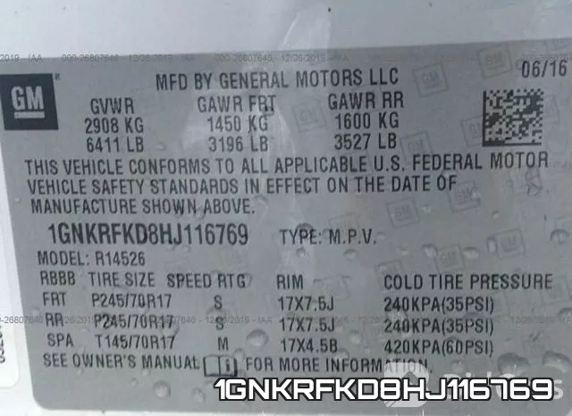 1GNKRFKD8HJ116769 фото 10