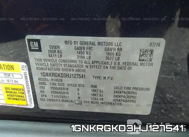 1GNKRGKD3HJ127541 фото 10