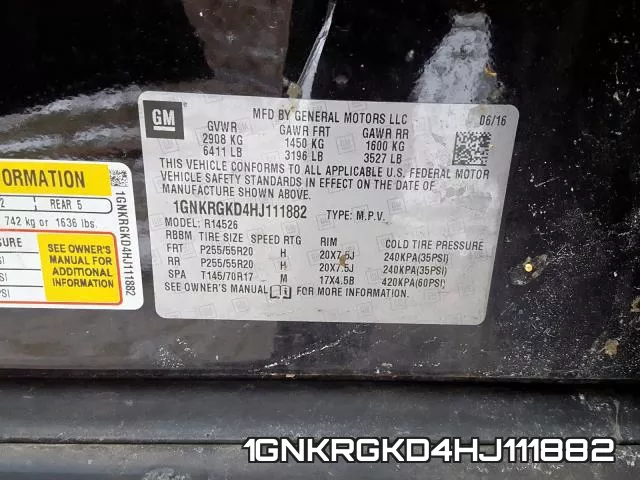 1GNKRGKD4HJ111882 фото 2