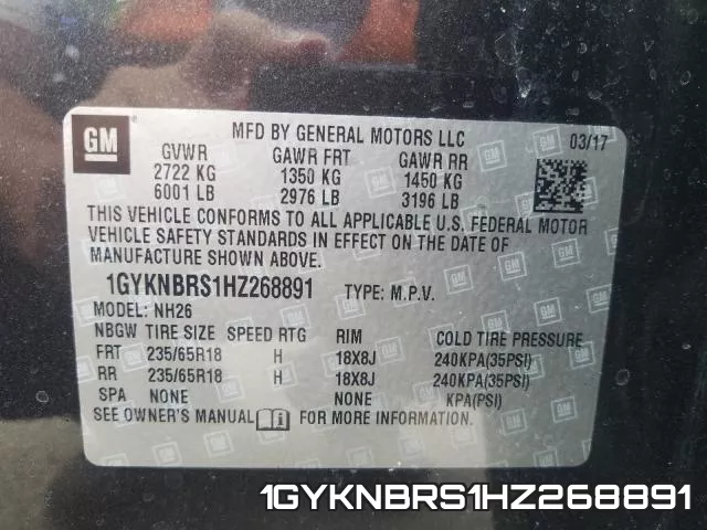 1GYKNBRS1HZ268891 фото 2