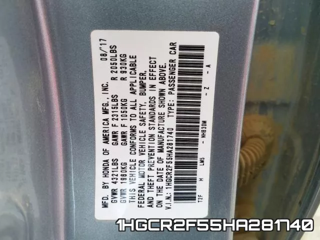 1HGCR2F55HA281740 фото 2