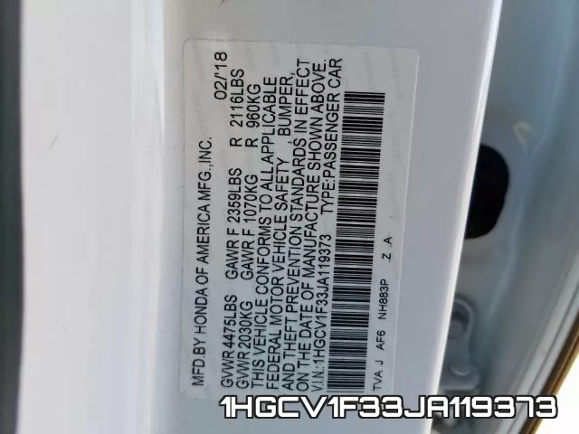 1HGCV1F33JA119373 фото 2