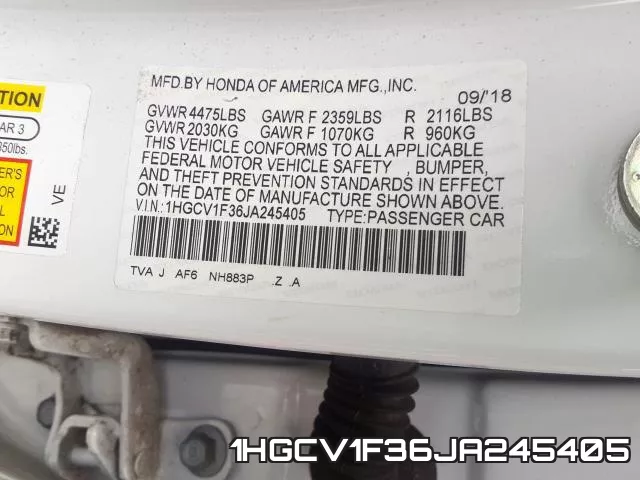 1HGCV1F36JA245405 фото 2