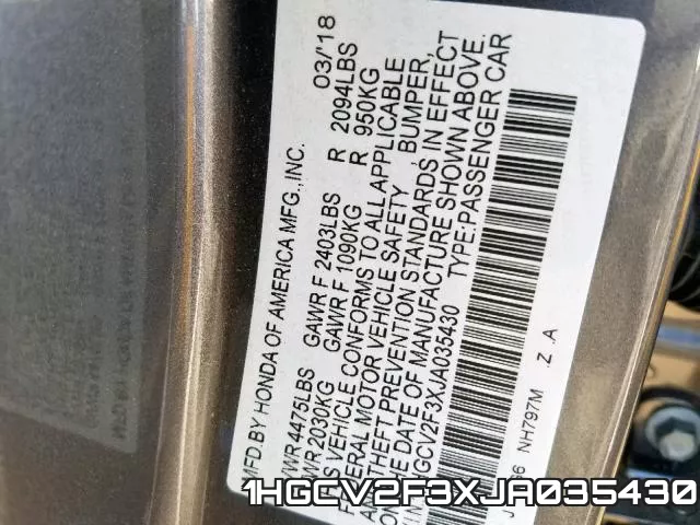1HGCV2F3XJA035430 фото 2