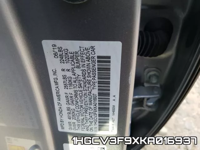 1HGCV3F9XKA016937 фото 2