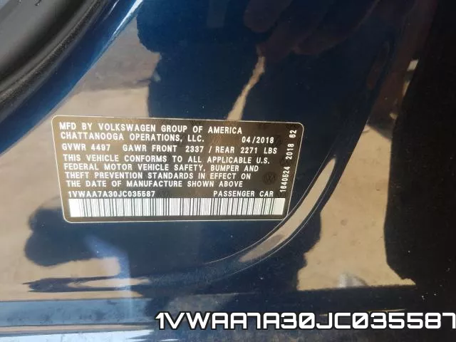 1VWAA7A30JC035587 фото 2