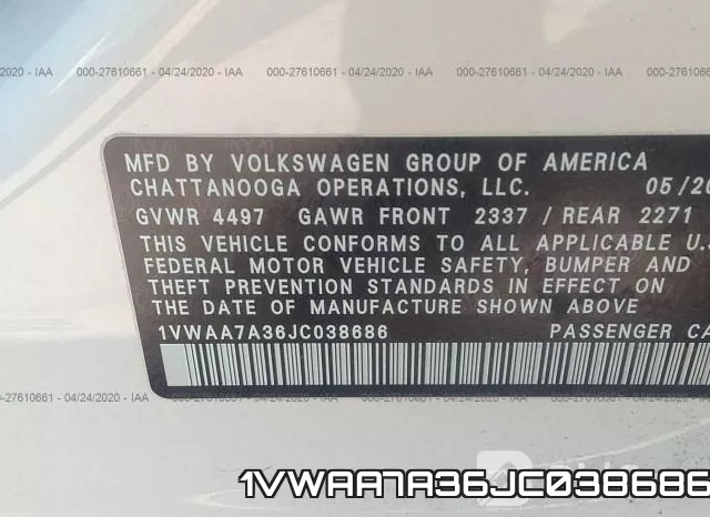 1VWAA7A36JC038686 фото 10