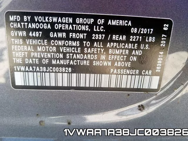 1VWAA7A38JC003826 фото 2