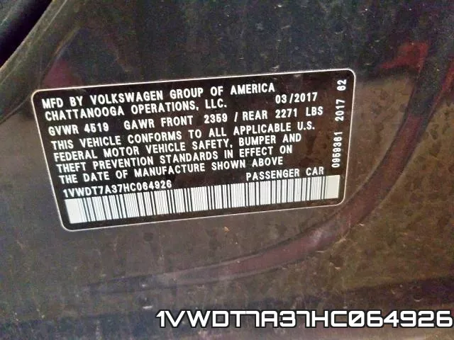 1VWDT7A37HC064926 фото 2