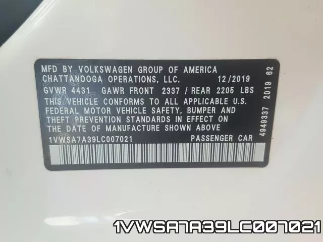 1VWSA7A39LC007021 фото 2