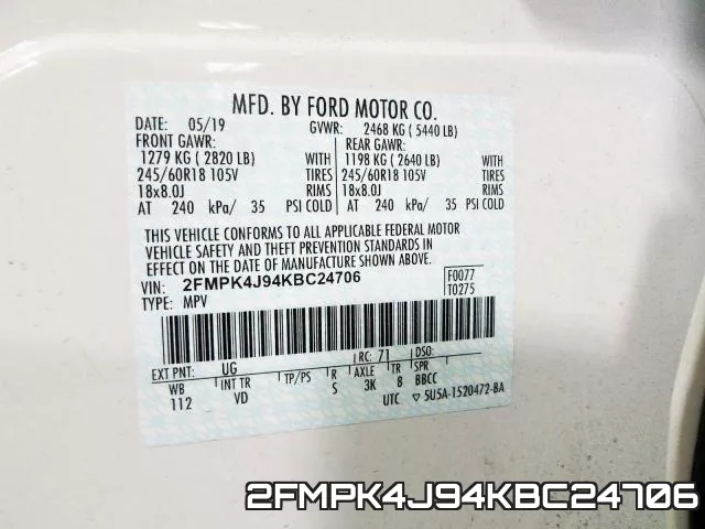 2FMPK4J94KBC24706 фото 2