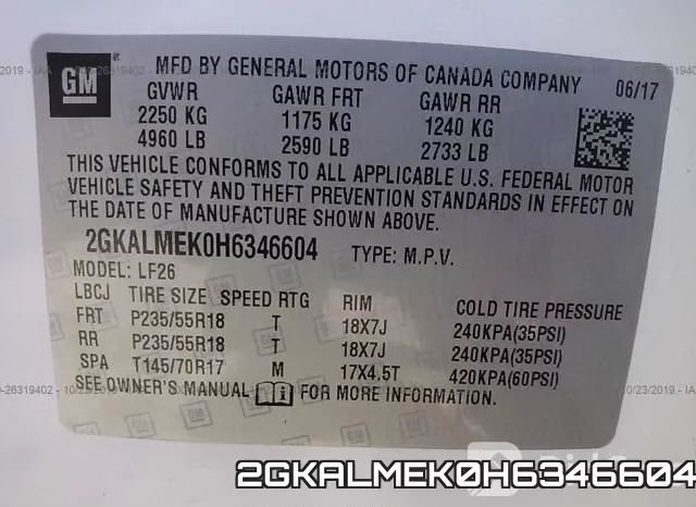 2GKALMEK0H6346604 фото 10