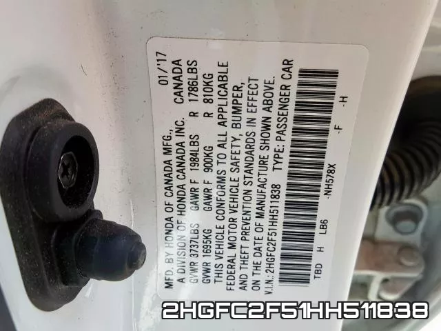 2HGFC2F51HH511838 фото 2