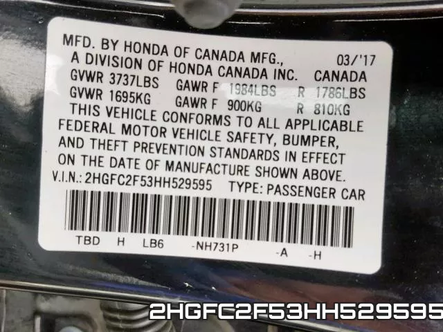 2HGFC2F53HH529595 фото 2