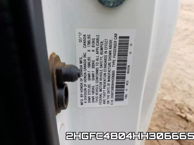 2HGFC4B04HH306665 фото 2