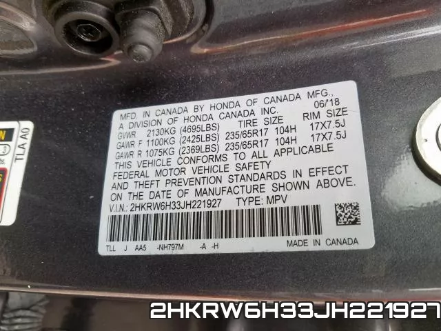 2HKRW6H33JH221927 фото 2