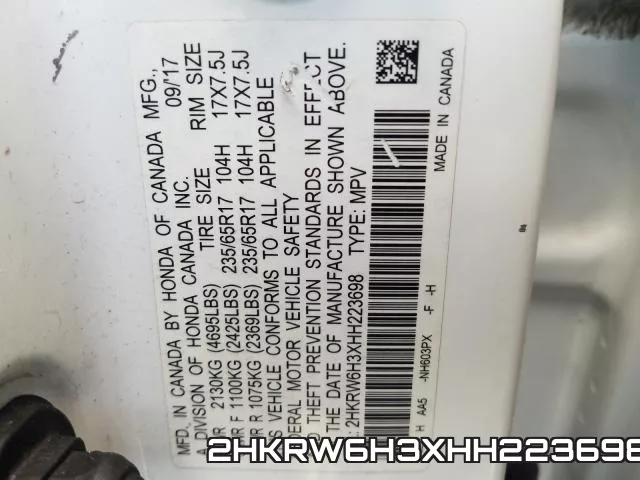 2HKRW6H3XHH223698 фото 2