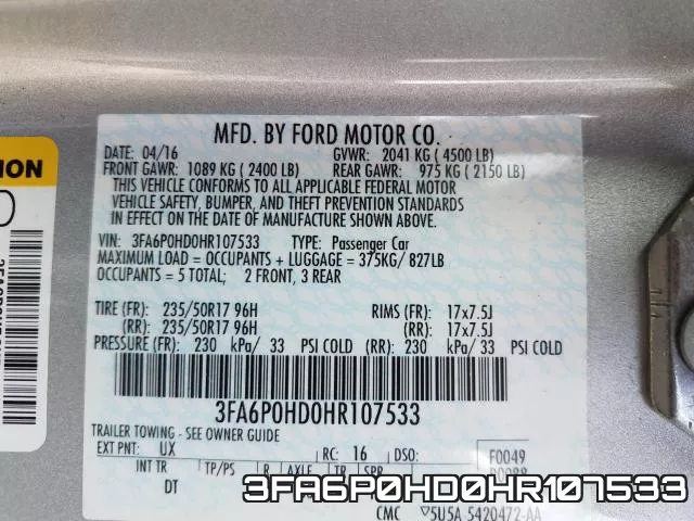 3FA6P0HD0HR107533 фото 2